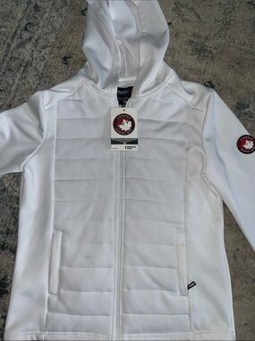 Canada Gear Women's White Quilted Bomber Hoodie Jacket